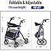 Walker for Seniors, Lightweight Folding Rollator Walker with Seat and Comfort Handles, Medical Rollator Walkers for All Terrai, 6-Position Height, Elderly Assistance Products (Blue)