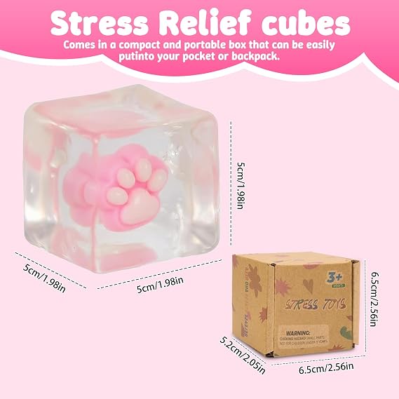 Cat Paw Squishy，Clear Cat Paw Fidget Toy,Cat Paw Squeeze Toys, Paw Squishy，Soft & Durable Squeeze Figure with Soothing Touch, Cute Stress‑Relief Desk Gift, 1.37in Mini Hand Toy(Pink)
