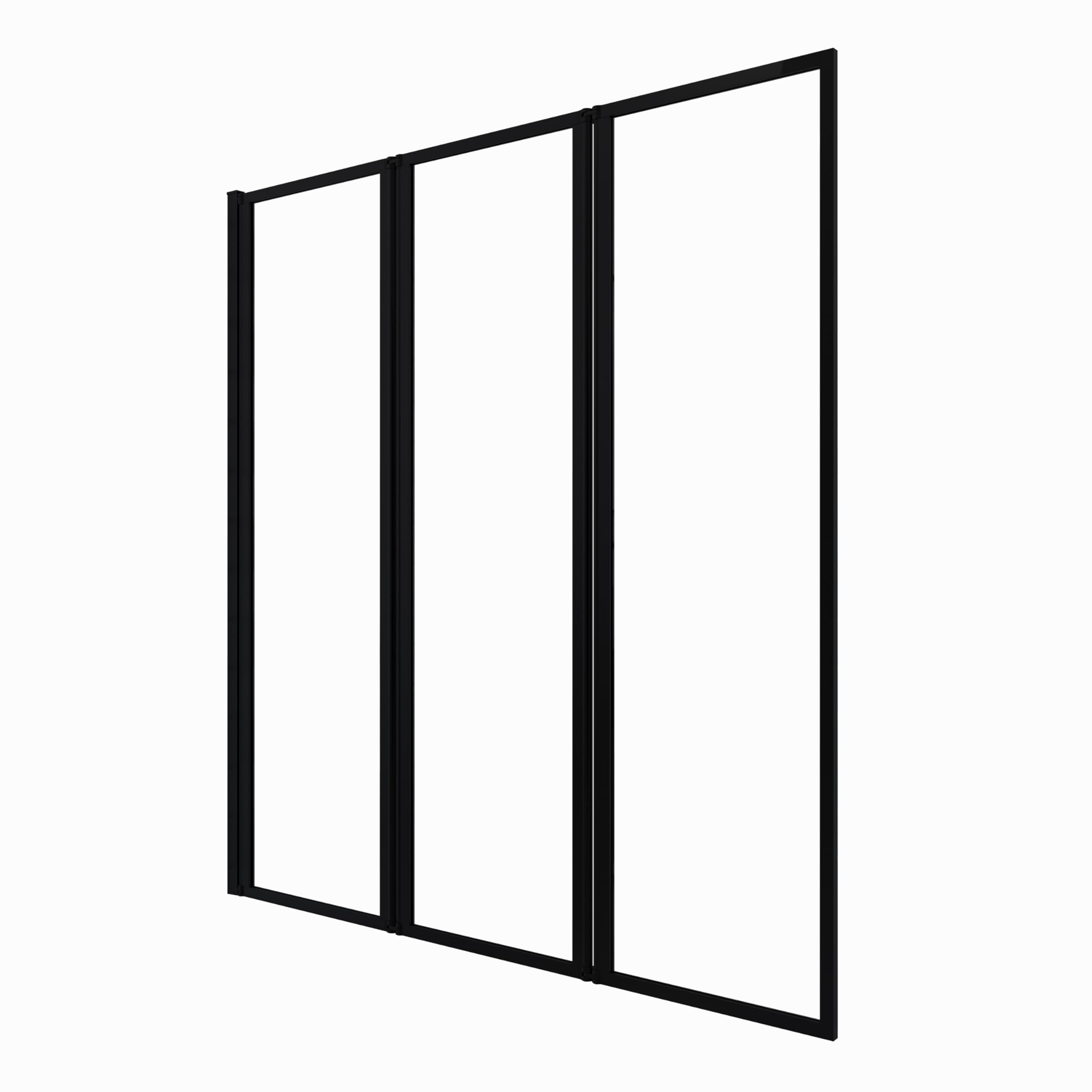 MARWELL Mampara de baño plegable triple negro en diseño moderno, negro mate, 125 x 143 cm, color negro