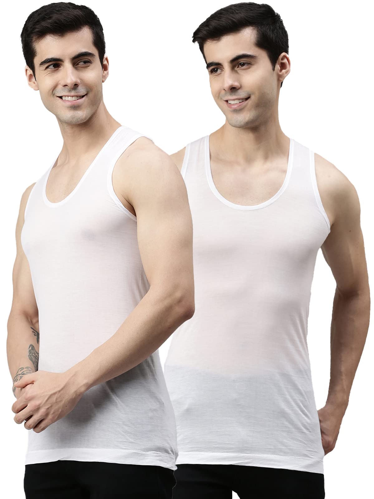 lux cozi Men's Pack of 2 White Cotton Vest-picture-34