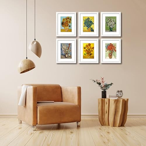 Vista 191 de Juego de 6 portarretratos de 5 x 7 con cristal real para fotos de 4 x 6 con paspartú o 5 x 7 sin paspartú, para pared o mesa, marcos de fotos