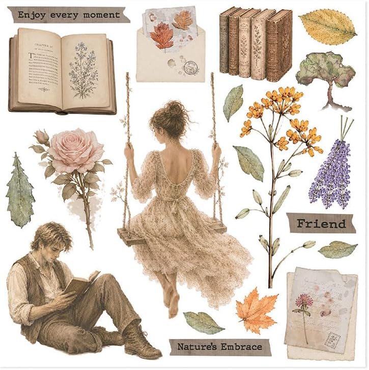 Stamperia Rub-on Kit (6 Pages) (Flowers and Poems)