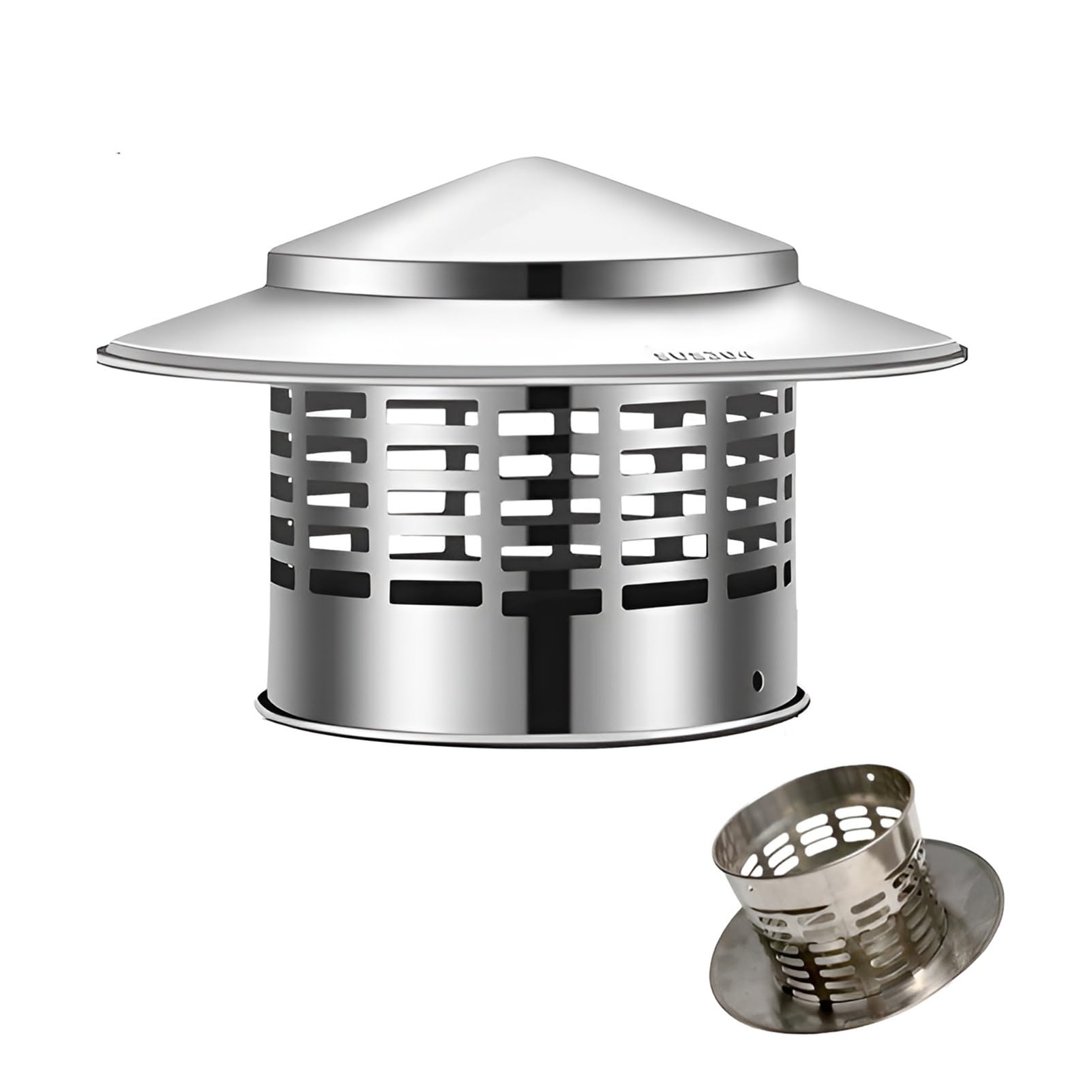 Kxwoq3ed Silver Stainless Steel Chimney Cap, Round Stove Pipe Cap With Mesh Screen, Weatherproof Fireplace Roof Vent Cover(160 Mm/6.3 In)
