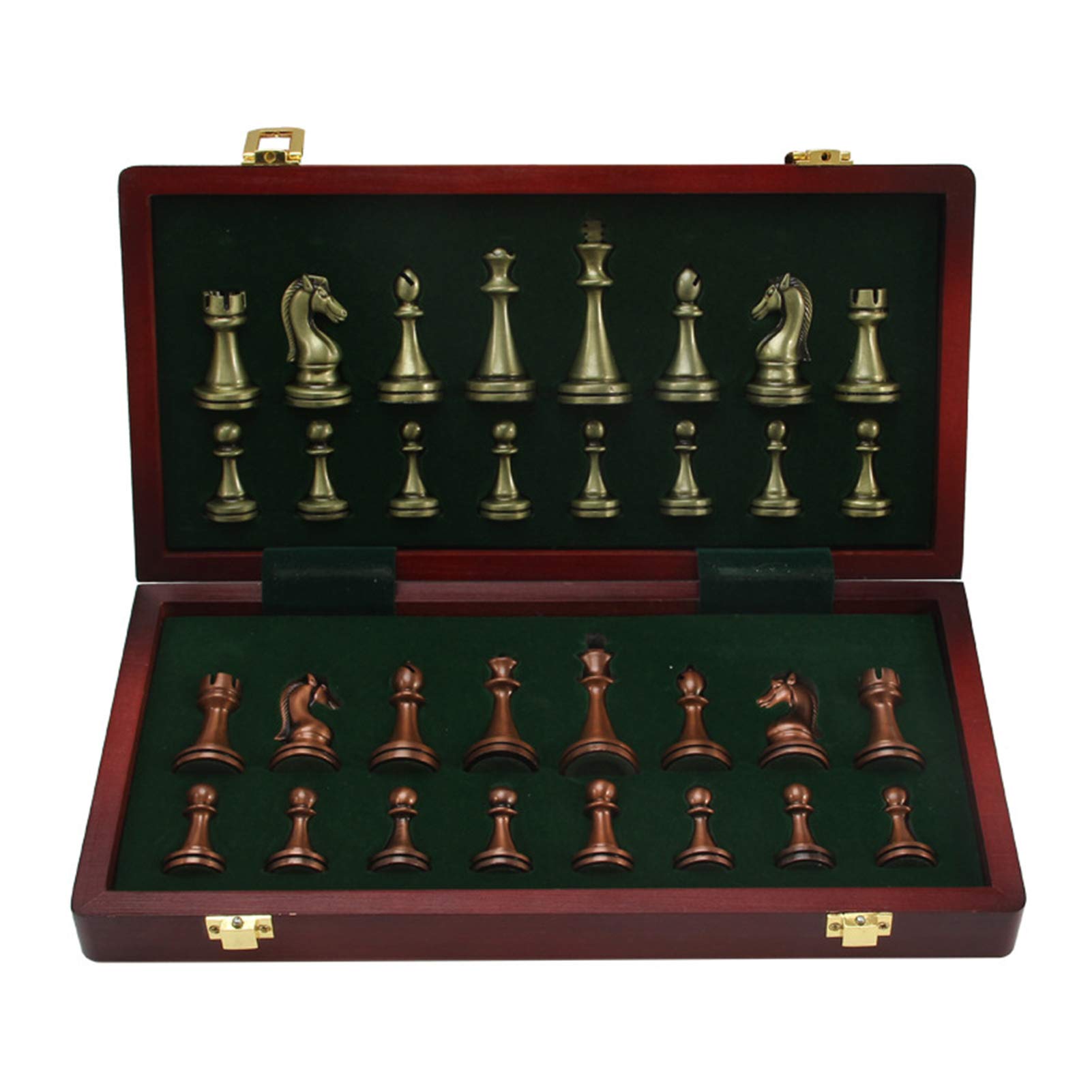 Set di Scacchi Set di Scacchi Pieghevole Portatile per Adulti e Bambini, Gioco da Tavolo in Lega e Noce da 11,69 Pollici con Scatola di Immagazzinaggio (A)