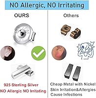 Vista 3 de DELECOE 6 pares de respaldos de arete de plata de ley 925 hipoalergénicos de repuesto, respaldos de arete de oro blanco de 18 quilates con cierre