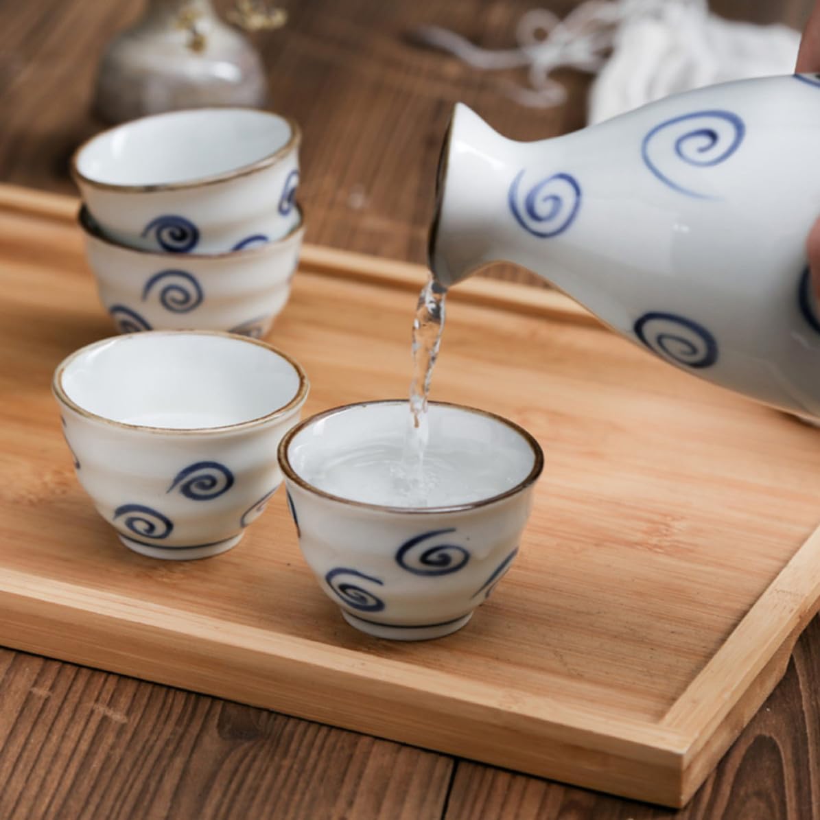 POPETPOP Cerámica Tetera de Sake Japonesa Tazas, Estilo Japonés