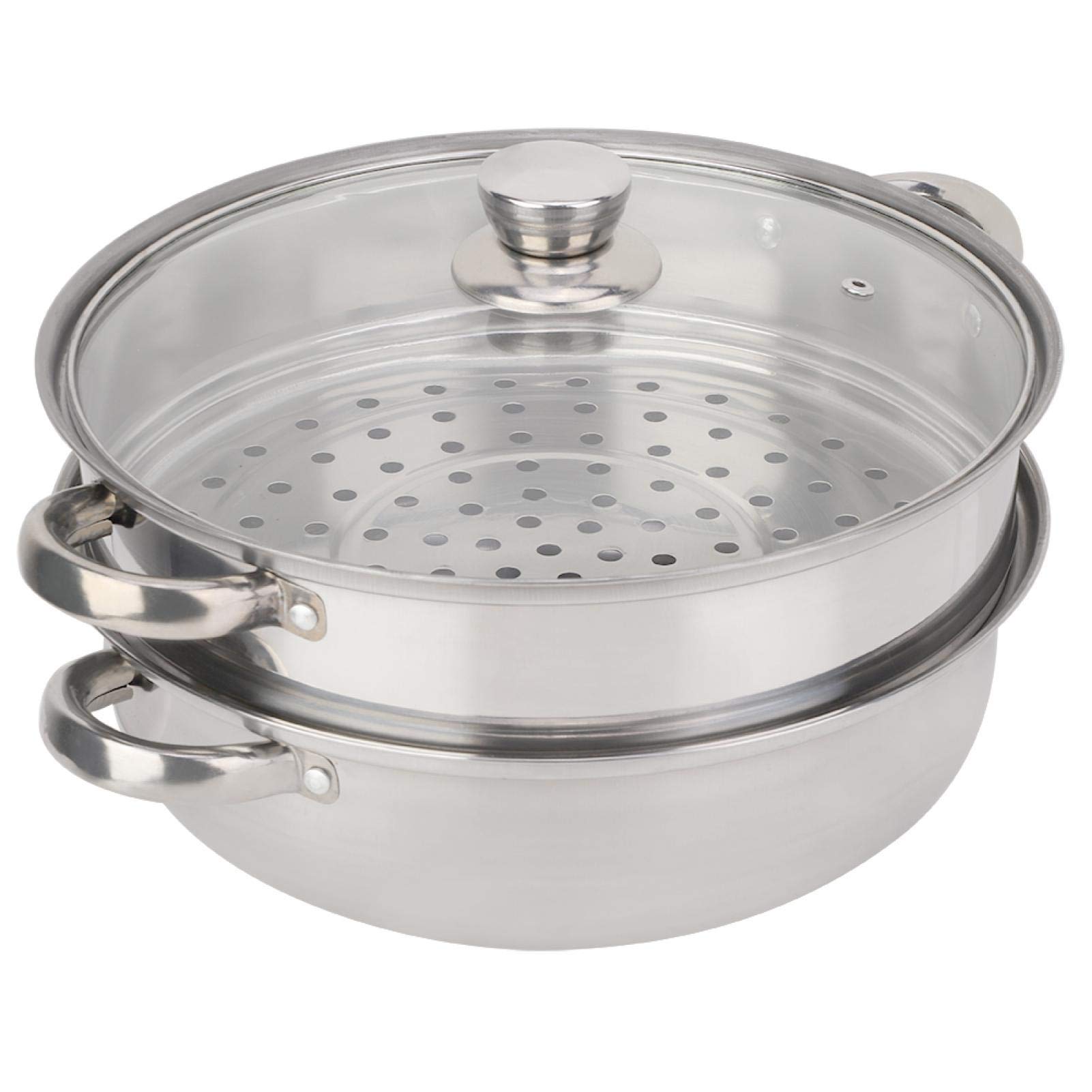 Vaporera, utensilios de cocina de acero inoxidable 27 cm/11 pulgadas Olla de vapor de 2 capas Olla de vapor para sopa de caldera doble
