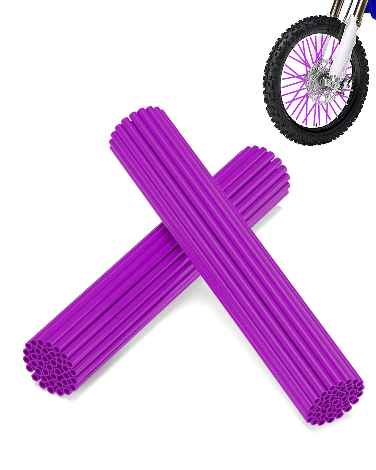 72Pcs Purple Bike Spoke Covers - Universal 8"-21" Wheel Wraps