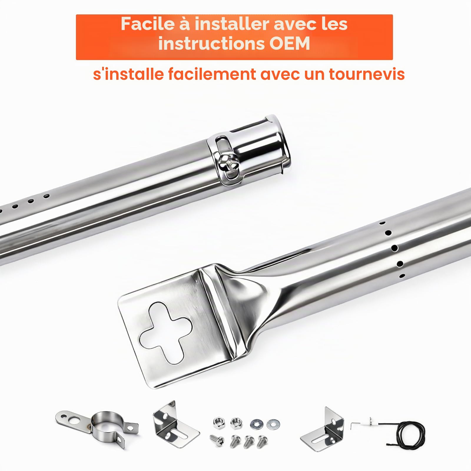 QuliMetal 31-45cm Brûleur Universel Pièces détachées pour Landmann Triton 2, Enders Monroe, Tepro, Campingaz, Taino, Proficook, Barbecook, Brûleur Tubulaire Réglable, 4 pièces