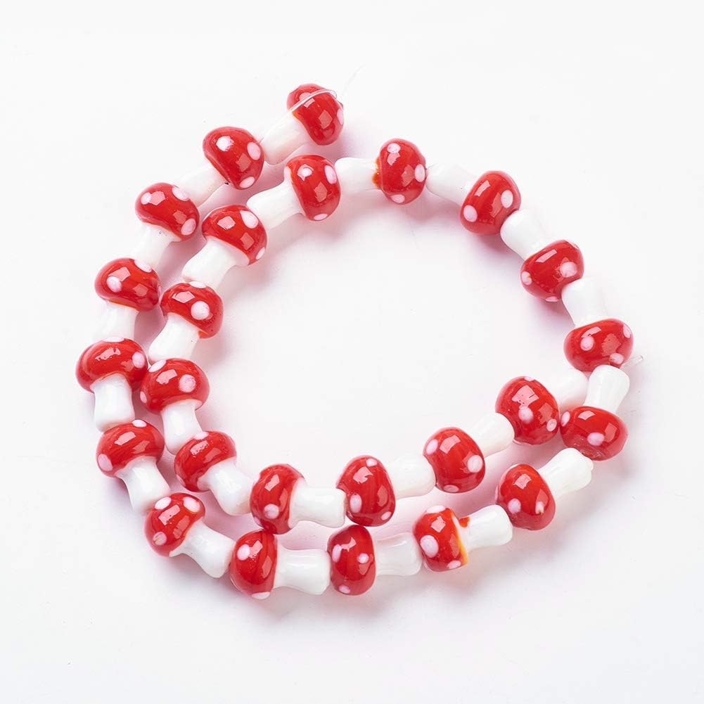 Craftdady 25pcs Handmade Lampwork Glass Mushroom Spacer Loose Beads 12x16mm for Jewelry Making, Hole: 2.5mm - Image 2