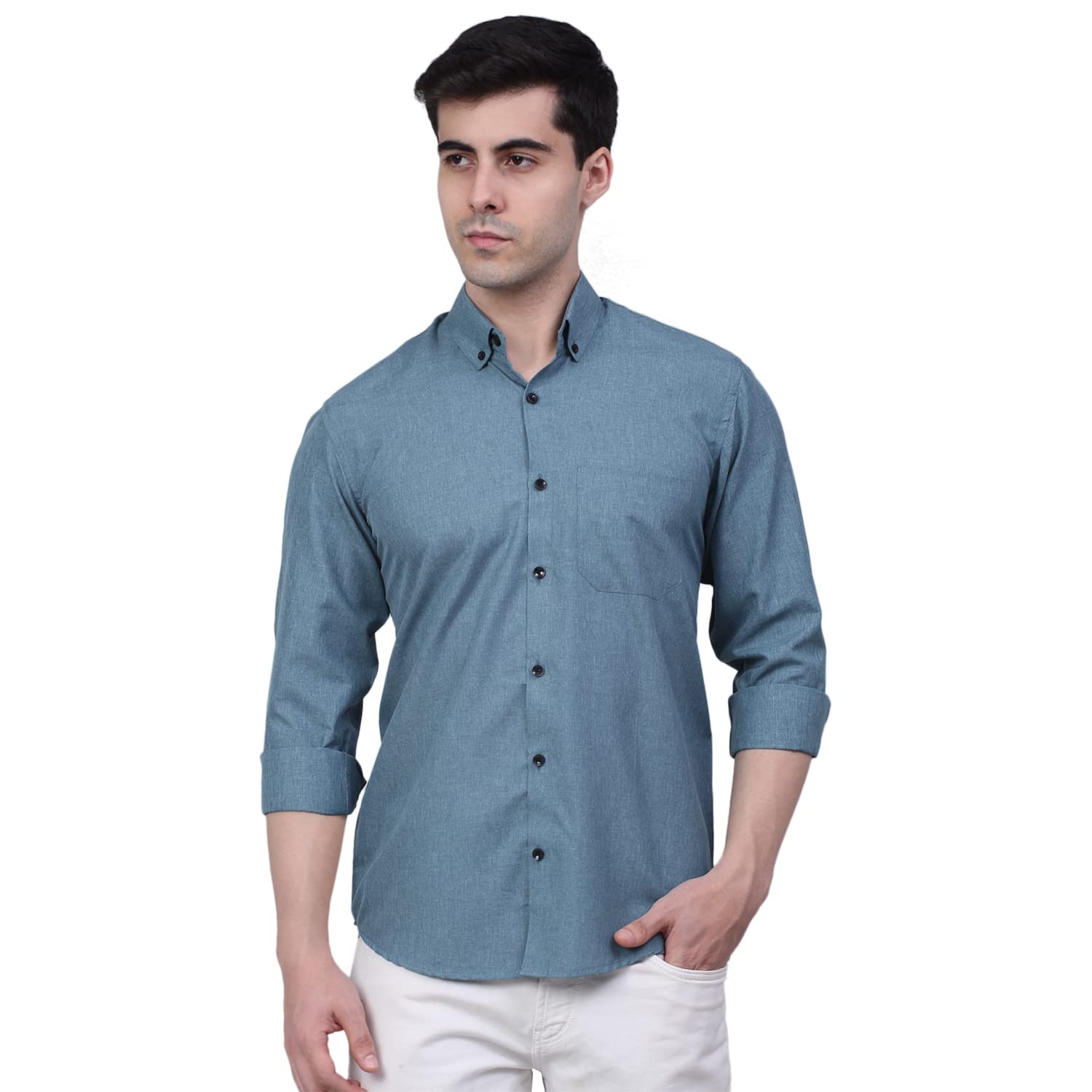 JAINISHMen's Cotton Solid Button Down Casual Shirt.