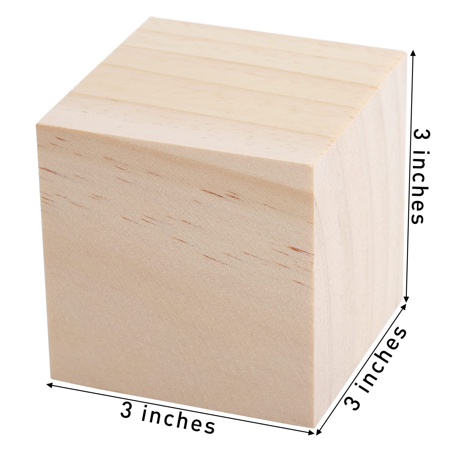 Tosnail 6 Pack 3 Inches Unifinished Wooden Cubes Wooden Blocks - Great for Crafts Making