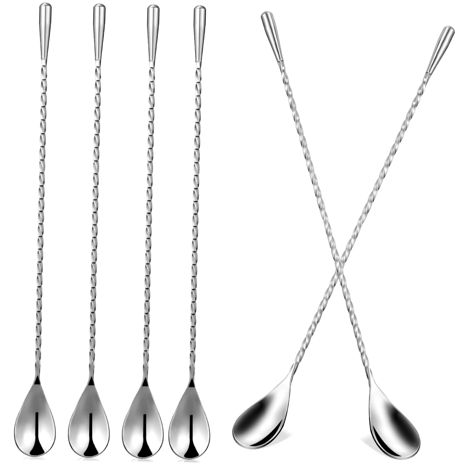 Zerodeko 6pcs Spoon Musical Handle Serving Cocktails Measuring Cups Stirring Chopsticks Tongs Bar Tools Tamper Bar Stirrers Drizzle Coffee Drinks Coffee Bar Accessories 304 Stainless Steel