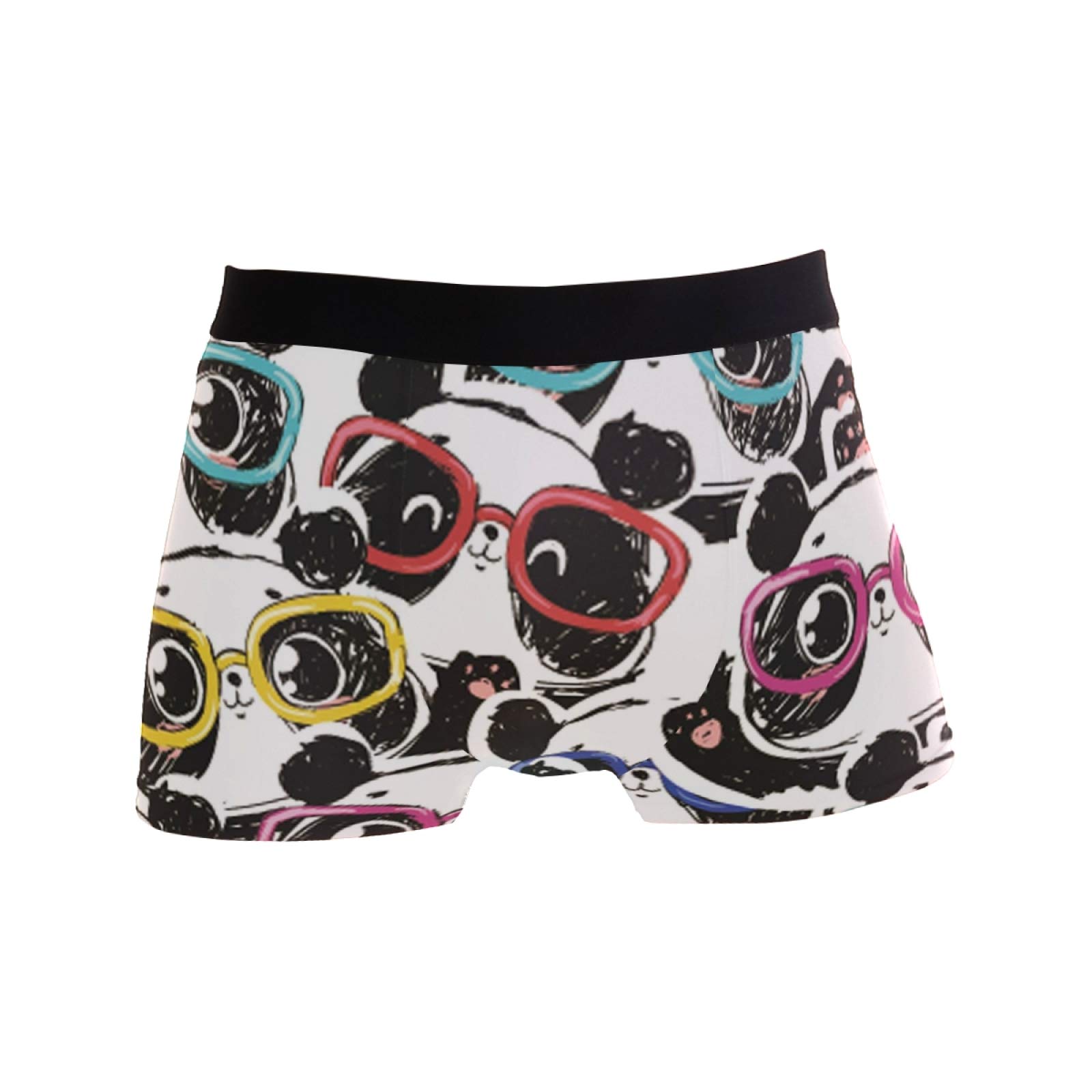 Linomo Men's Multicoloured Boxer Briefs Colorful Glasses Panda Boxers Shorts Underwear Underpants