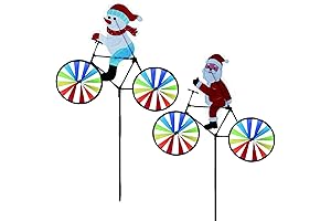 2 Pack Christmas Santa and Snowman Bike Spinner Pinwheels
