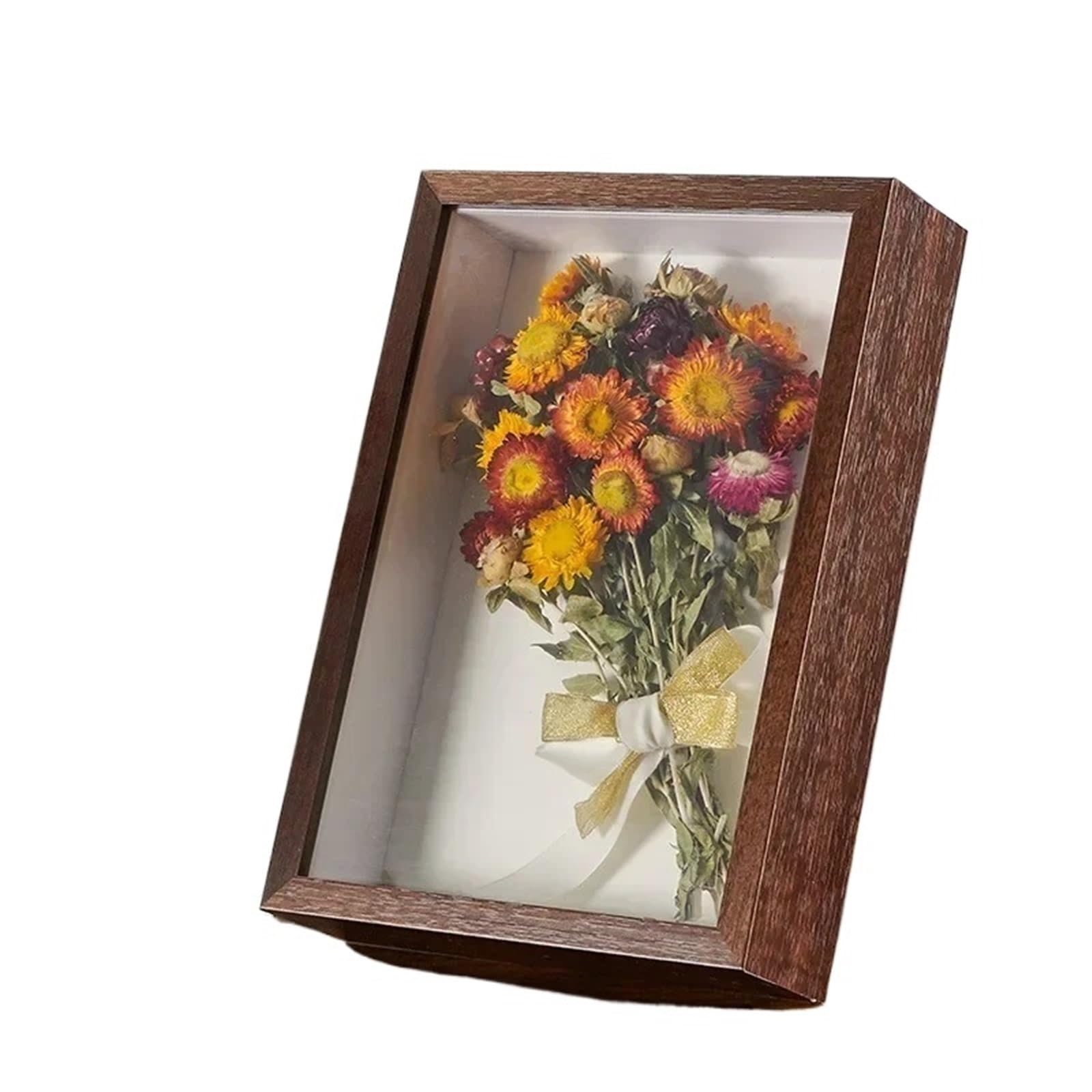 Shadow Box, 3 cornici portafoto in legno 3D, profondità 3 cm, stile nordico, fai da te, decorazione da parete di casa (marrone, 25,4 cm)