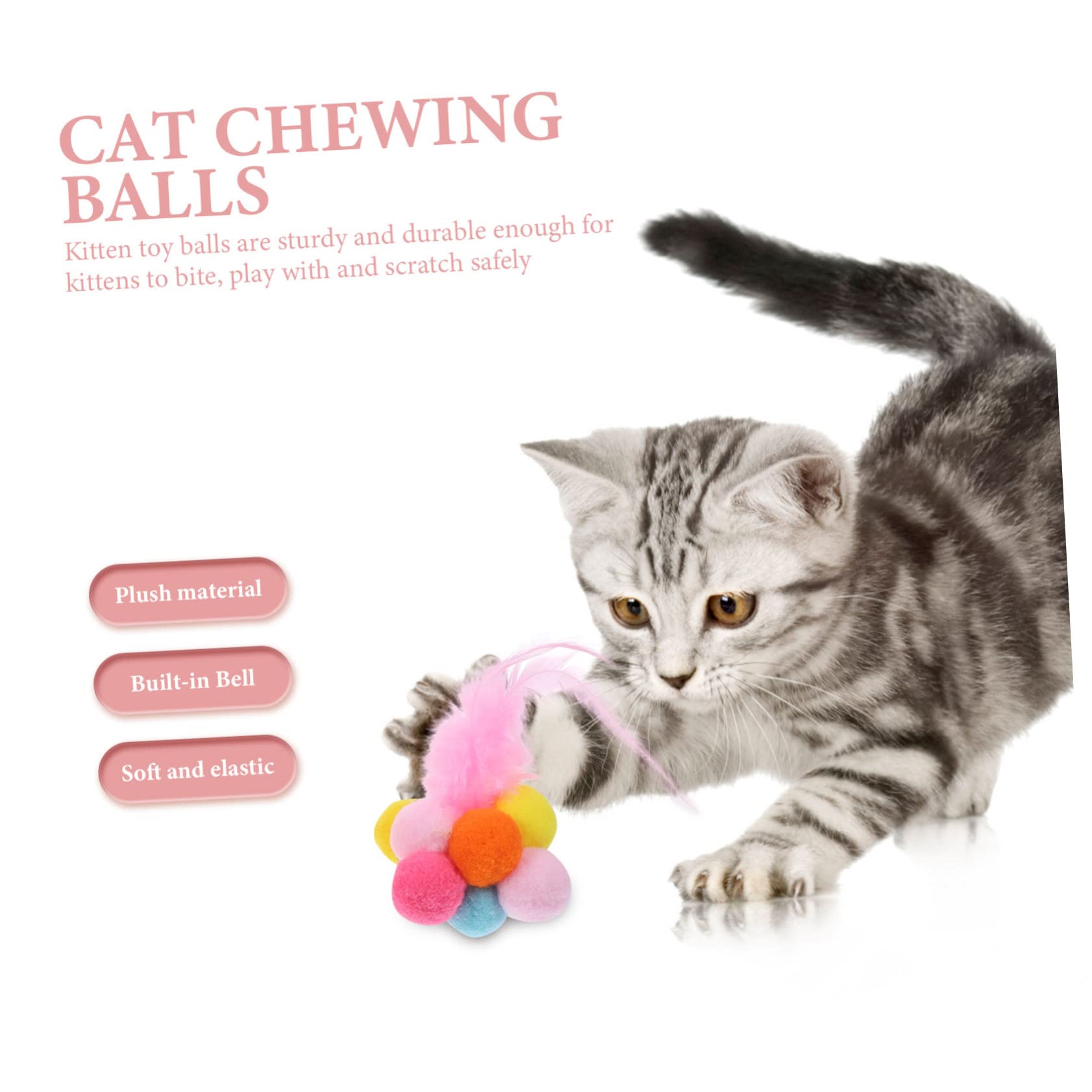 Happyyami 20stücke Katzenball Spielzeug Mit Glocke Interaktives Kratzspielzeug Für Kätzchen Zum Kratzen Und Spielen Farbenfrohe Federdekoration Langlebig Und Stabil