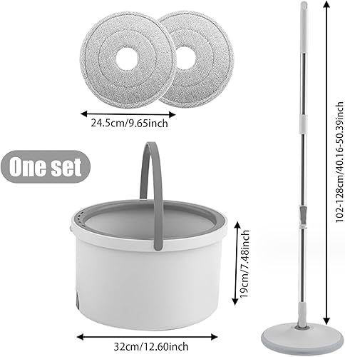 Miniatura 5 de Juego de trapeador con cubo, trapeador giratorio y cubo con 2 cabezales de trapeador telescópico fácil de presionar con cubo de 2.5 L con escurridor
