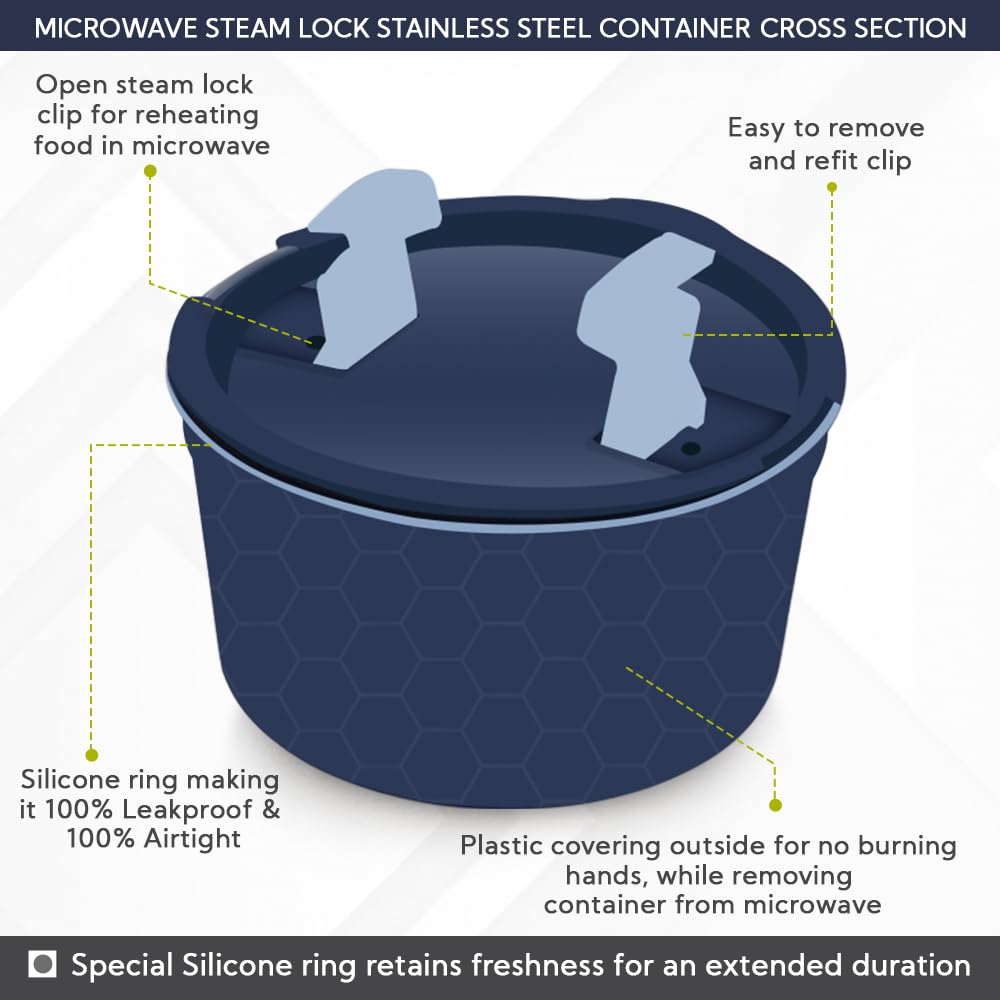 Magnus Stainless Steel Lunch Box - Leak-Proof & Airtight -4