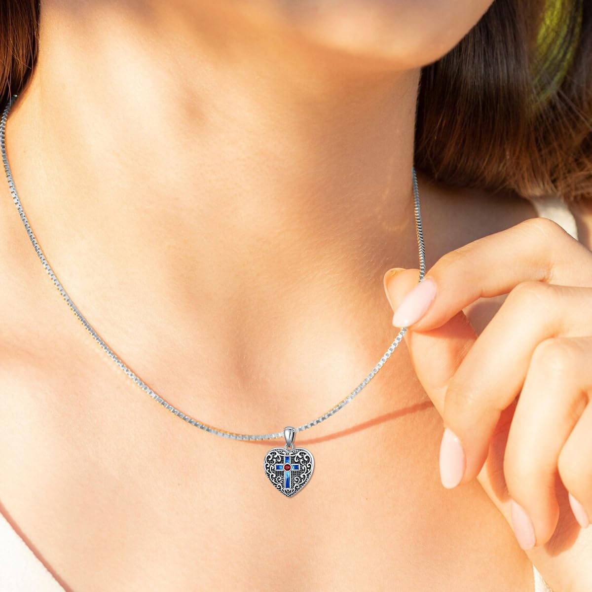 SOULMEET Heart Shaped Cross Locket Necklace That Holds 2 Pictures Photo Keep Someone Near to You Sterling Silver Custom Jewelry Personalized Locket Pendant - Image 3