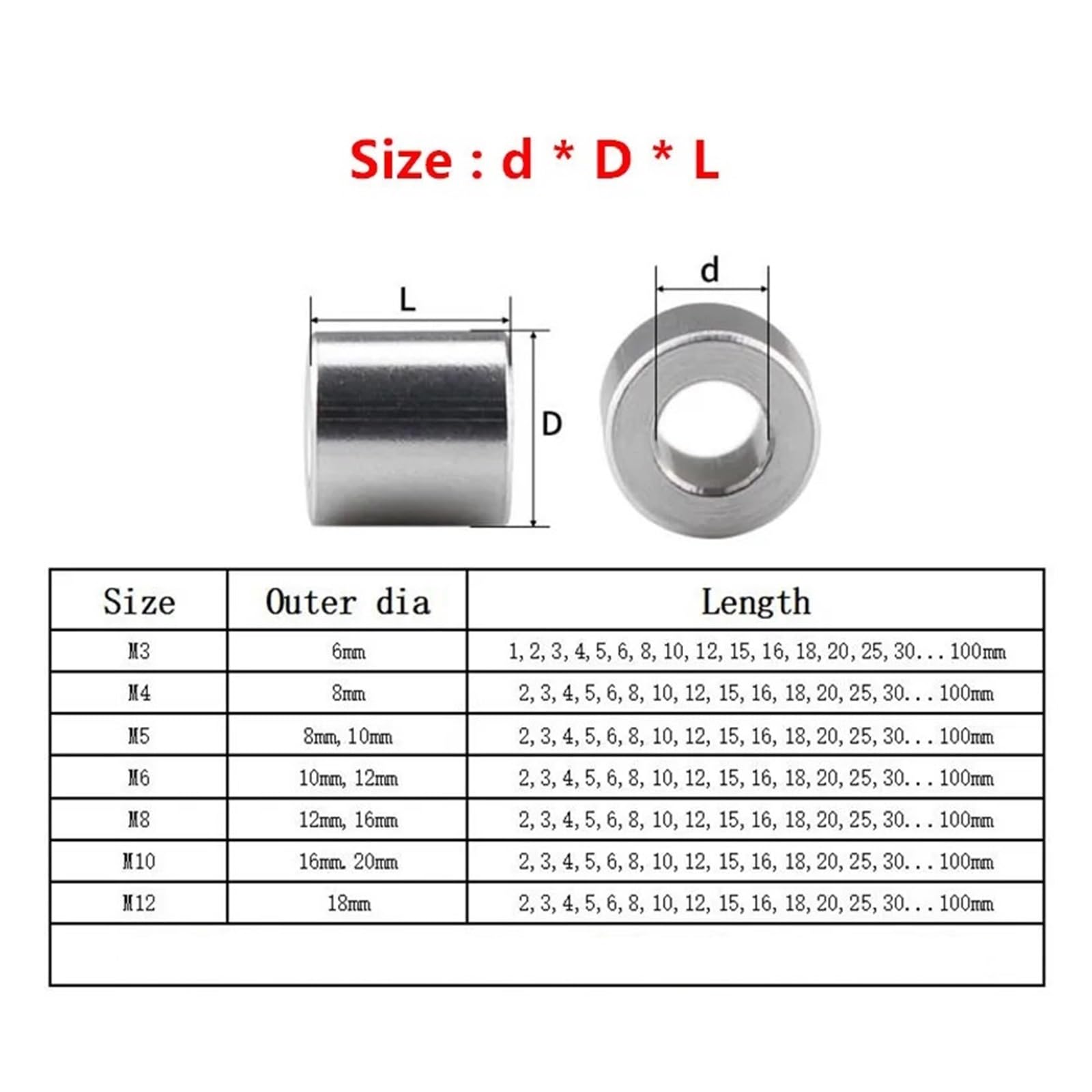 Entretoises rondes en alliage d'aluminium, rondelles plates en acier inoxydable, 5/10 pièces M3 M4 M5 M6 M8 M10, rondelles creuses rondes en aluminium, sans filetage