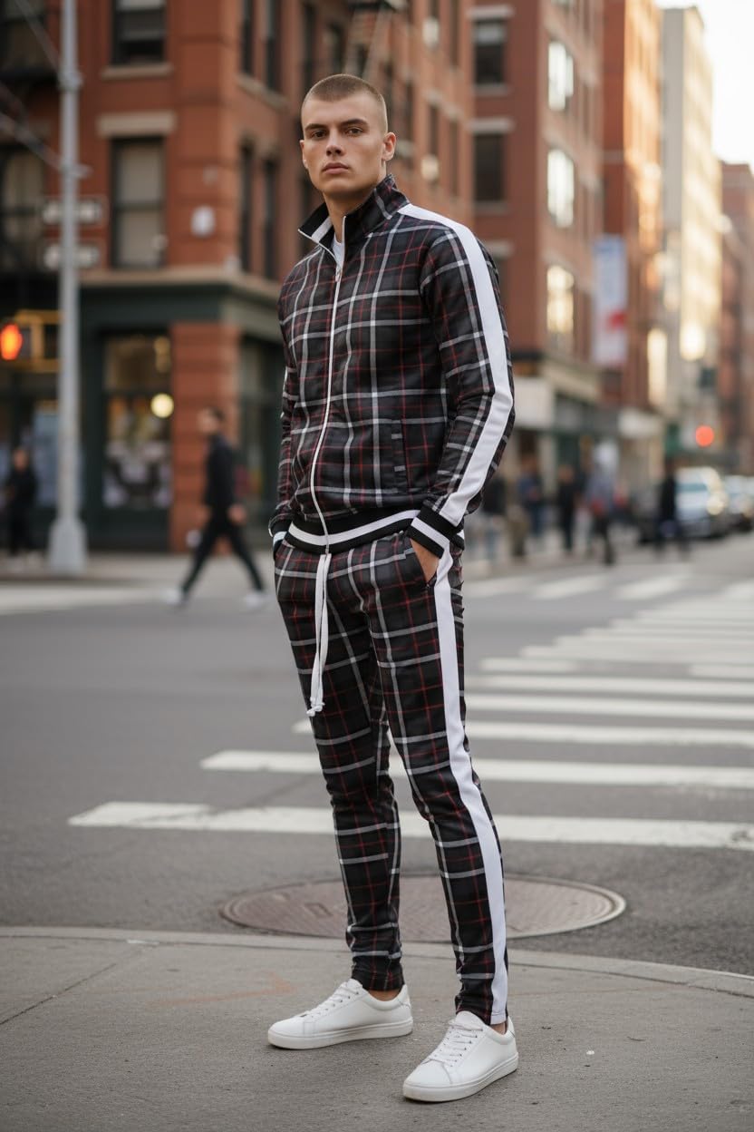 SCREENSHOT-TRACK JACKET Mens Urban Hip Hop Premium Track Jacket - Slim Fit Side Taping Sportswear Urbanwear Streetwear Top - Image 3