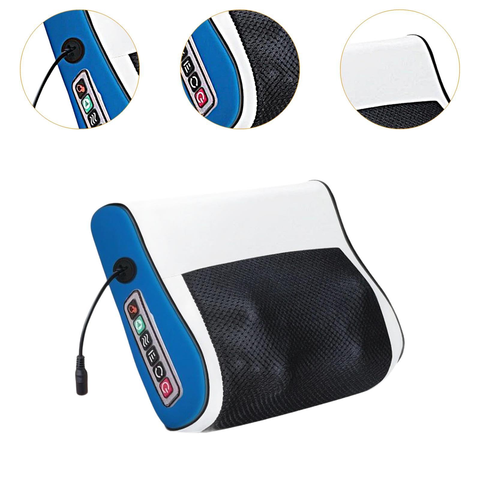 Almohada de Masaje Cervical para Apoyo del Cuello con Función de Amasado Eléctrico y Panel Inteligente de Seis Botones Material Resistente Fácil de, Azul, tal como se describe