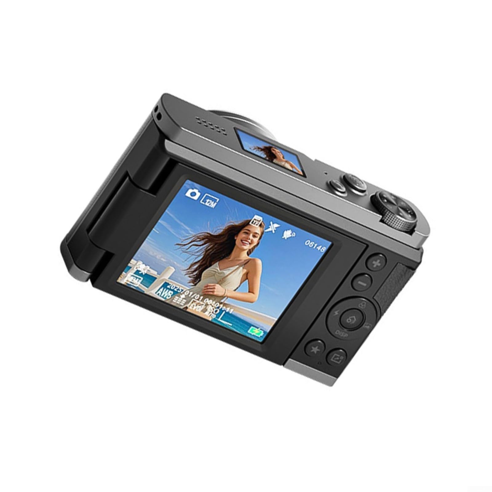 Fotocamera digitale 4K per Vlogger, 68 MP DSLR Style Video per videocamera con schermo flip a 180 gradi Zoom 28X Dual Autofocus Webcam Mode Kit (B)