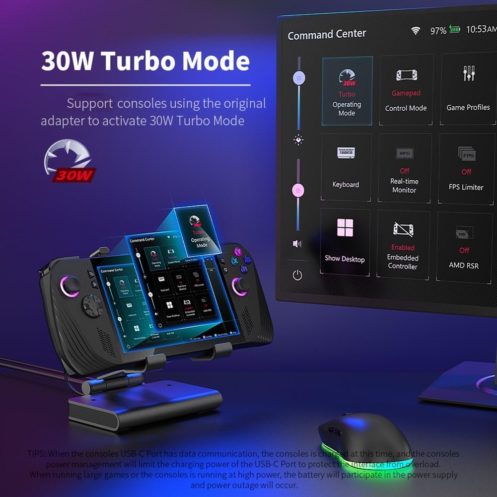 Ventole di raffreddamento per docking station, per ROG Ally-X, per APEX Dec, ricarica PD da 85 W, Gigabit Ethernet, hub USB 3.1 (nero)