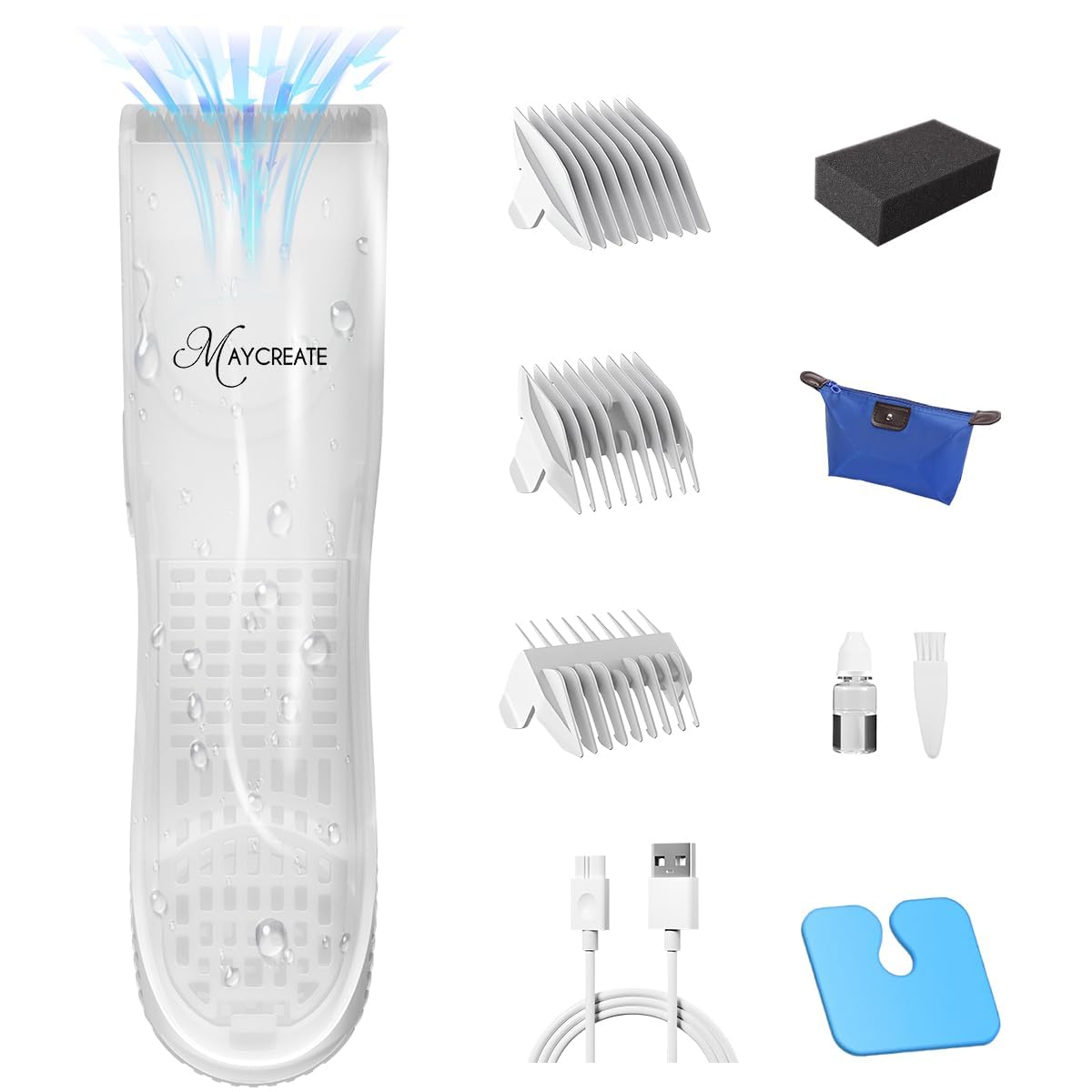 MAYCREATE® Baby Hair Trimmer Vacuum Baby Hair Clipper Safe Low Noise Baby Hair Trimmer with Built-in Vacuum, Auto Hair Suction, Waterproof Design, USB Rechargeable, with Accessories Kit-image-18