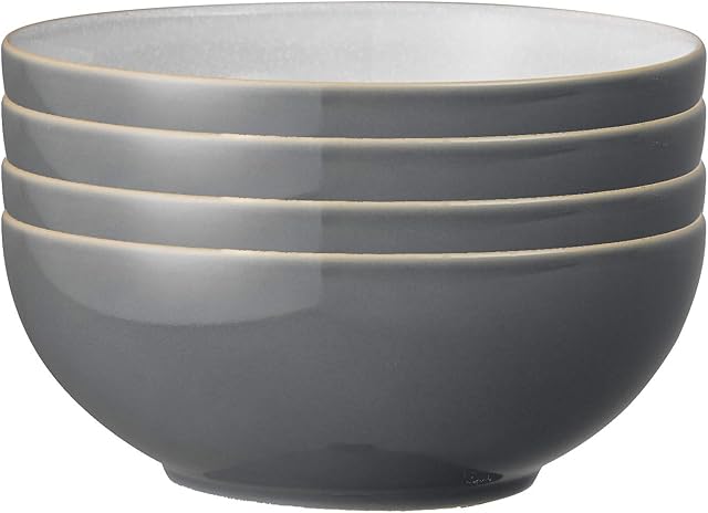 Denby Elements Fossil Grey 4 Pc Creal Bowl Set,17 centimeters