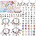 Produktbild Nabance Schmuck Bastelset Mädchen Charm Armband Kit DIY Armbänder Selber Machen DIY Schmuck Making Kit mit 60 Perlen 4 versilberte Kette 3 Halskette 5 Taschen Geschenkbox Mädchen Geschenke 5-12 Jahre