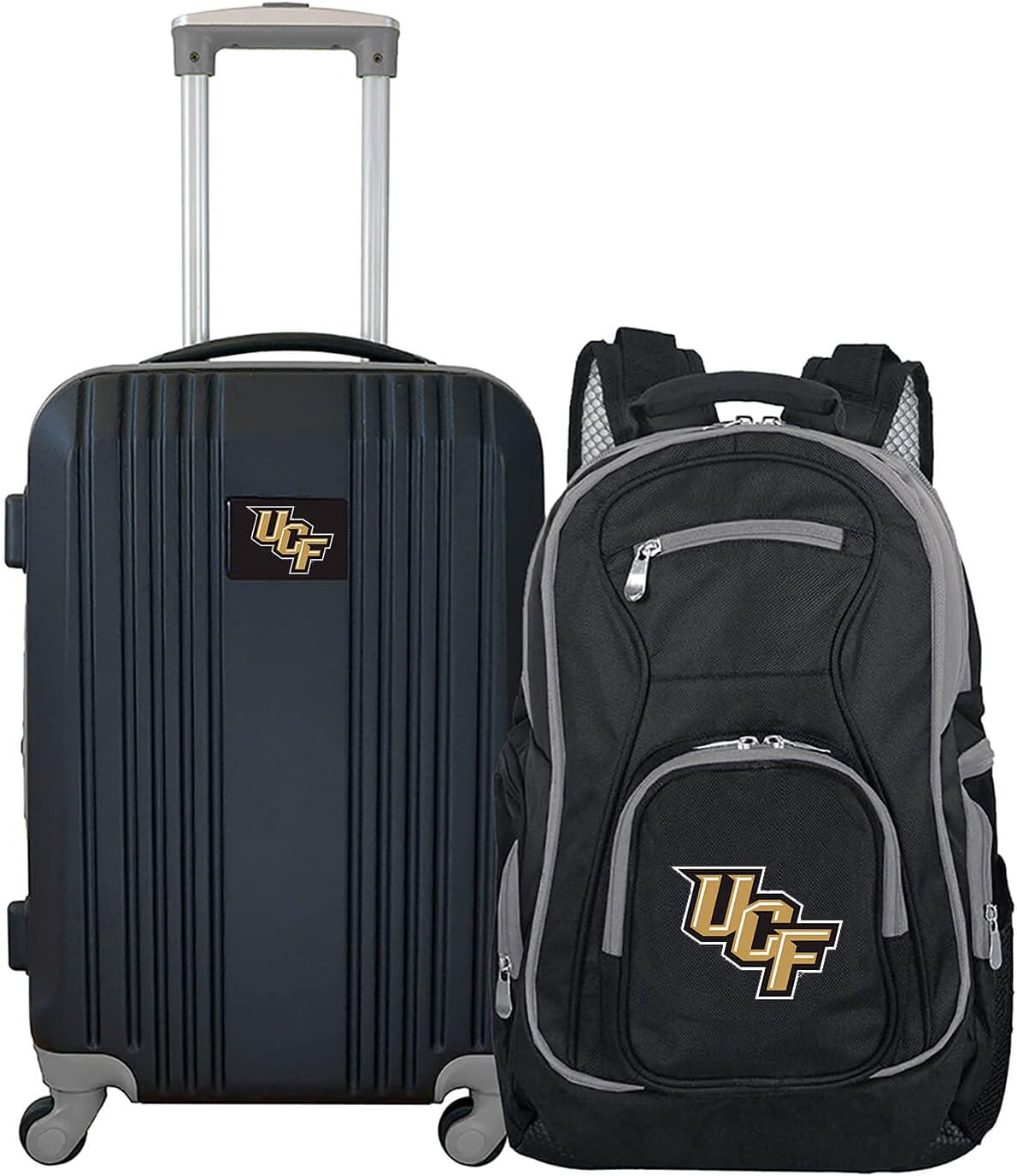 University of Central Florida Knights 2-Piece Luggage Set, Includes 21-inch Two-Tone Hardcase Spinner and 19" Laptop Backpack