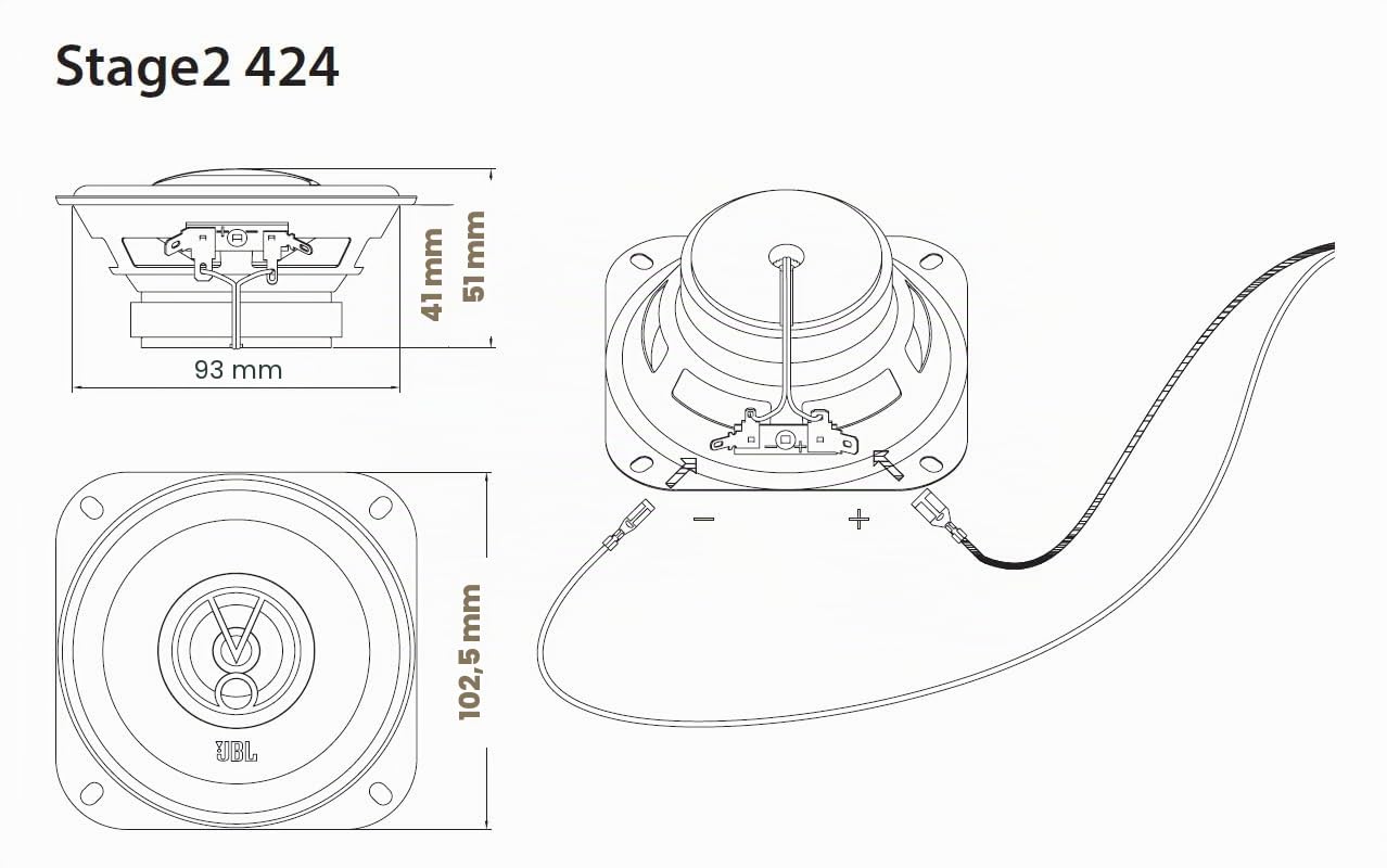 JBL Stage2 424 2-Wege Auto Lautsprecher Set von JBL - 150 Watt KFZ Autolautsprecher Boxen 10 cm