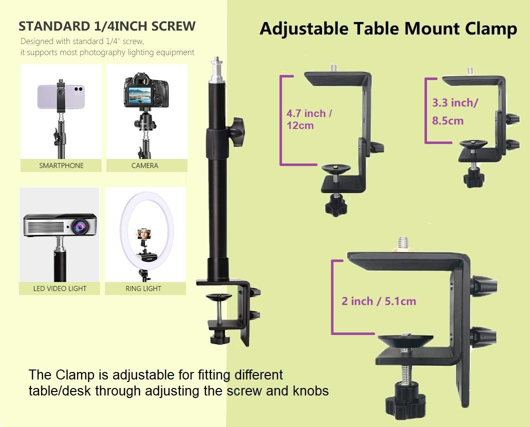 Support de webcam pour webcam avec support de fixation de table compatible avec Logitech StreamCam C920s Brio C922x C930e C925e C615 C920