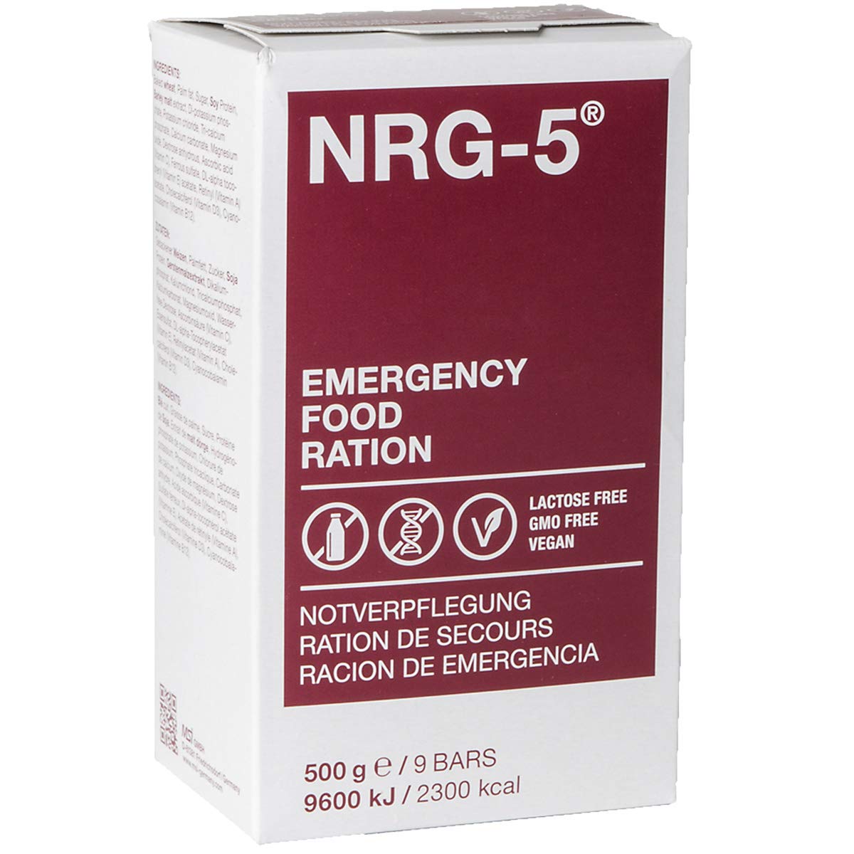 SeguRisk NRG di 5 senza glutine 500 G di sopravvivenza Outdoor Razione Not Vorsorge Set | 2 X 9 legame Survival Nahrung Expeditions attrezzature di base come EPA