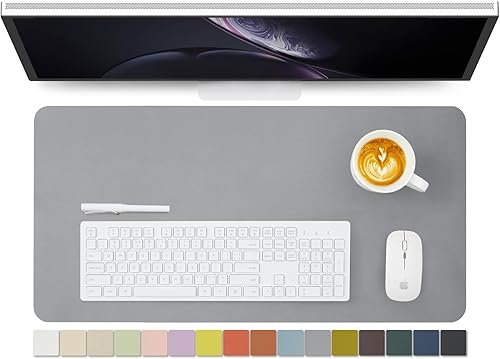 Miniatura 64 de Tapete de escritorio de piel antideslizante de poliuretano (PU), para organización de escritorio y accesorios, ideal para alfombrilla de mouse y de