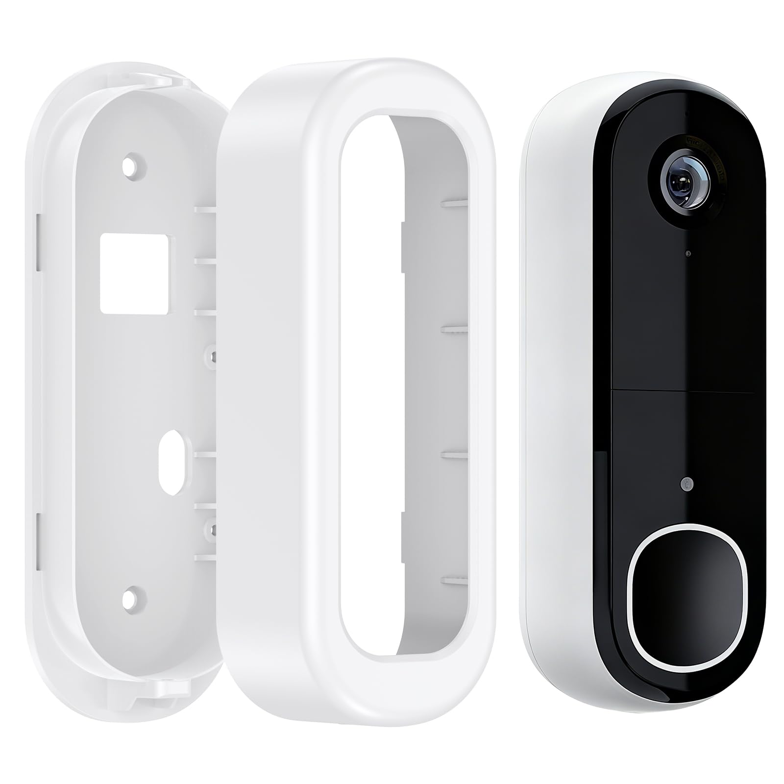 Adhesive Door Mount Compatible with Arlo Video Doorbell 2K (2nd Gen), No-Drill Mounting Bracket, Weatherproof Protective for Arlo Doorbell Camera, suitable for Apartments, Rentals, Homes (White)