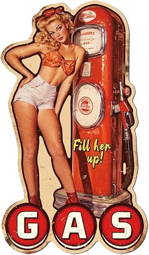 WADORN Letrero de metal vintage para mujer, 15 x 8.7 pulgadas, divertido retro, garaje, bar, club, hogar, letrero de hojalata completo para gallina,