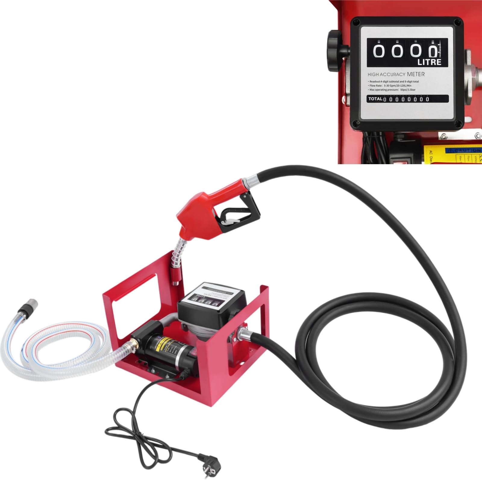 Pompa per Diesel 230V, Pompa per Olio Riscaldante, Pompa Autoadescante per Olio, Pompa di Aspirazione dell'Olio, 200W, 50 L/Min, Set Pompa Diesel con Filtro Diesel e Maniglia, Pompa per Diesel e Olio