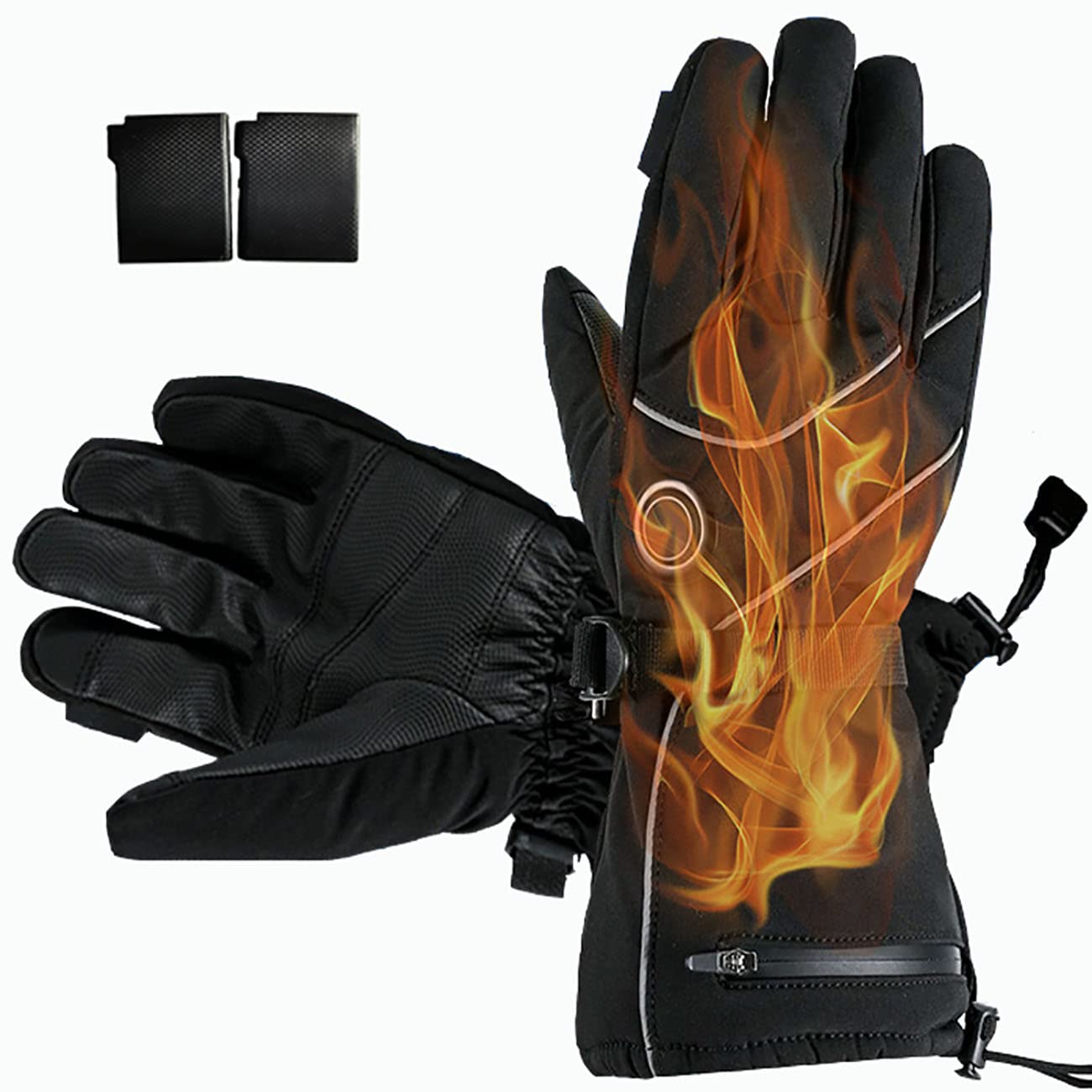 CHEWYNP Guanti Riscaldati da Moto da Uomo, Guanti da Sci Caldi da Donna, Guanti Impermeabili con Batteria Ricaricabile da 4000 mAh, Guanti Touch Screen Invernali per Pattinaggio Escursioni