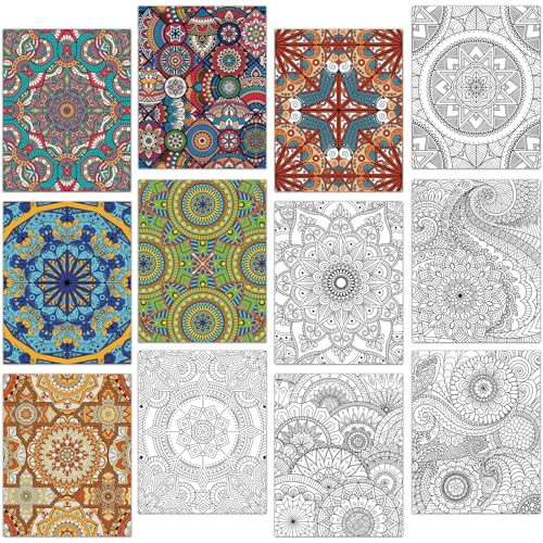 ZOIIWA 24 Pack Mandala Coloring Posters for Kids Adults Coloring Posters 11" x 8.6" Mandala Flower Books Sheets Pages Craft Art Craft Activity for Home Classroom Summer Gift