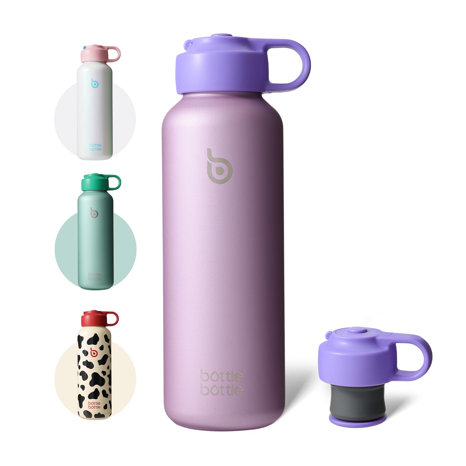 bottlebottle Stainless Steel Water Bottle for Carbonated Drinks 600ml Insulated Bottles for Fizzy Drinks Keep Carbonation Longer Leak Proof for Sports Travel School(Purple)