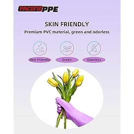 PACIFIC PPE 2 Pairs Dishwashing Cleaning Gloves with Latex free, Cotton lining, Kitchen Gloves (Purple+Blue, Large)
