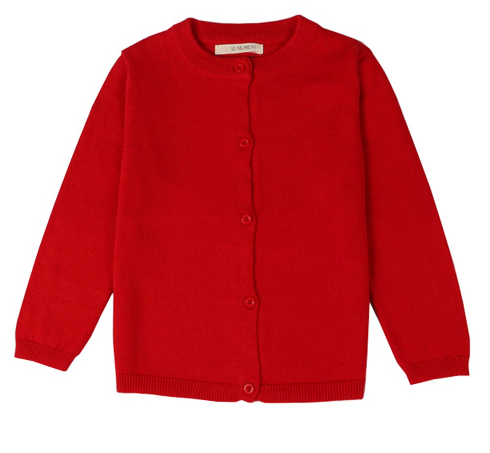 RJXDLT Girls Crewneck Cardigan Long Sleeve Children Button Cotton Sweater Uniform Sweaters for Little Girls