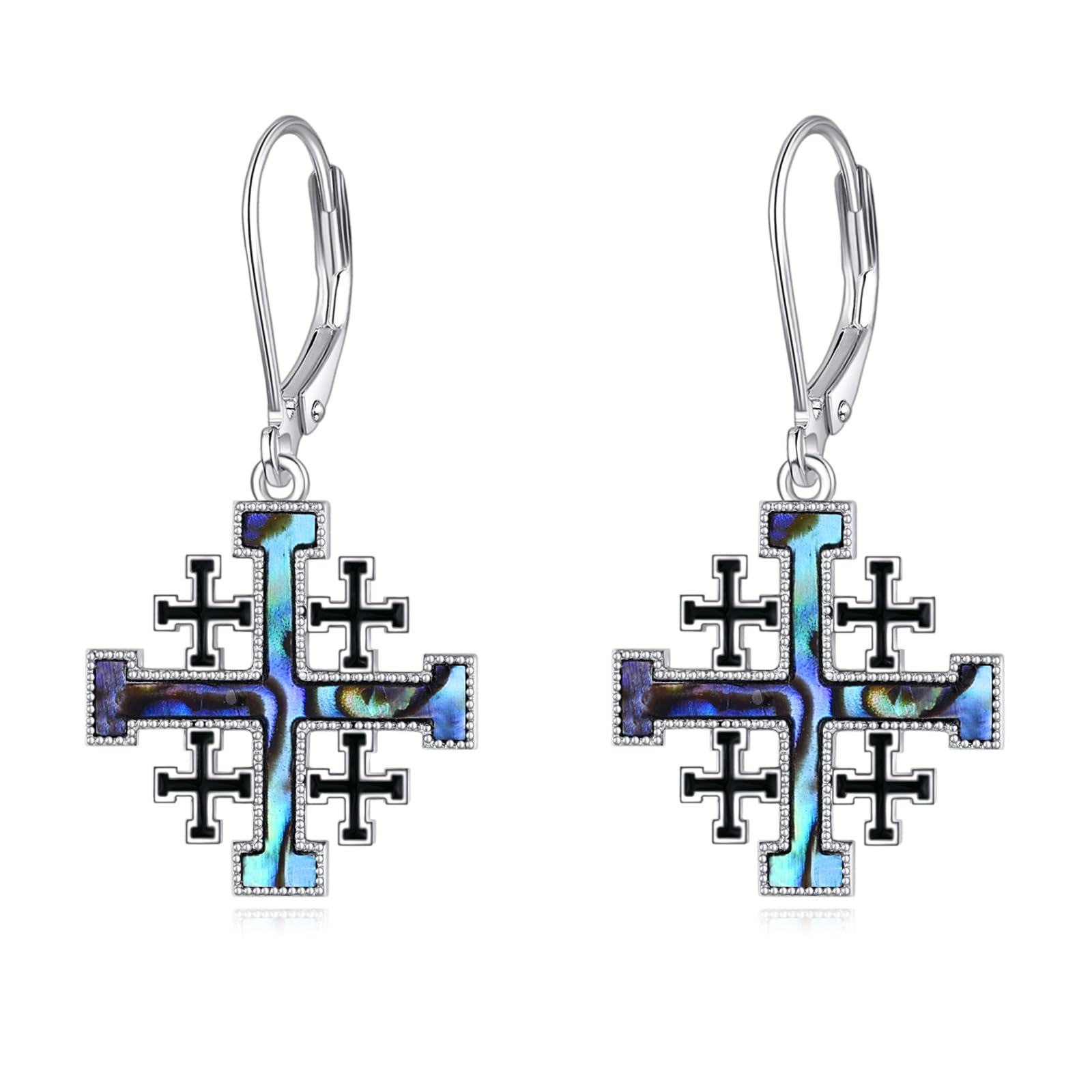 YFN Cross Earrings Sterling Silver Dangle Drop Leverback Cross Earrings Religion Jewelry Christians Gifts for Women Men
