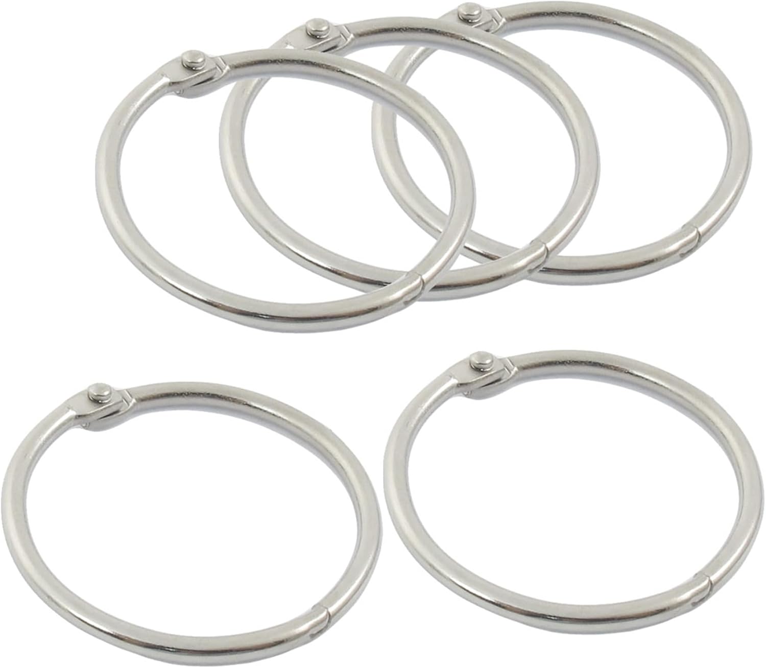 uxcell Loose Leaf Binder Rings, Metal Book Rings Round Shaped O Ring Clip for Home Office, Key Holder Key Chains Keyring 4cm Diameter for DIY, Organization, 5Pcs Silver Tone image 2