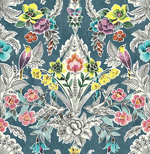 NuWallpaper NU3037 Summer Love Teal Peel & Stick Wallpaper, Multicolor