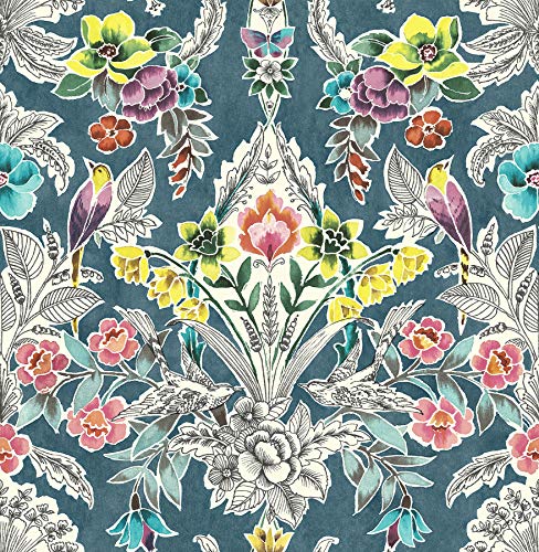 NuWallpaper NU3037 Summer Love Teal Peel & Stick Wallpaper, Multicolor by NuWallpaper - Used condition - US$23.73