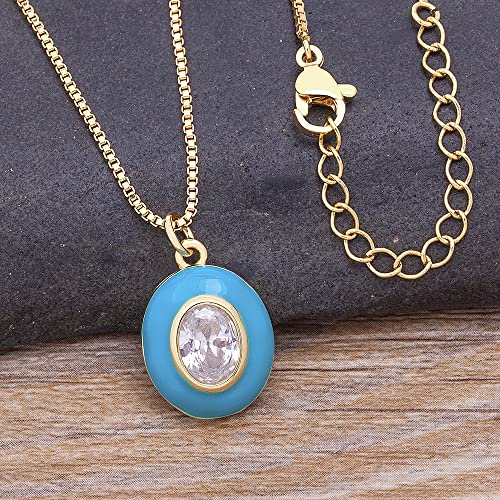Collier pendentif ovale micro-pavé anti-ternissement avec chaîne solide - 2